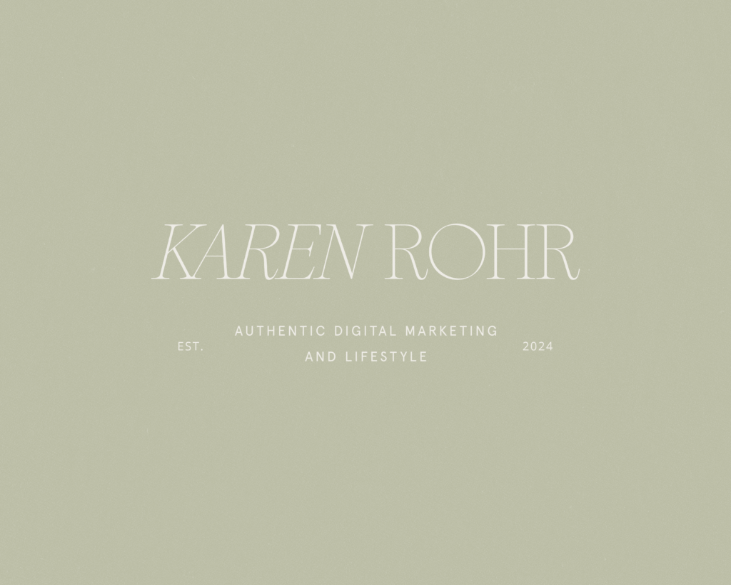 Modern Feminine Branding Design for Karen Rohr featuring a neutral earthy color palette and delicate monogram.