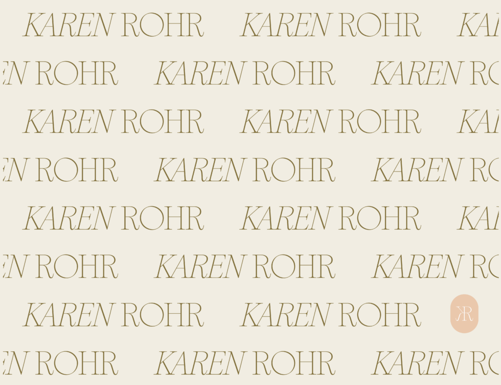 Modern Feminine Branding Design for Karen Rohr featuring a neutral earthy color palette and delicate monogram.