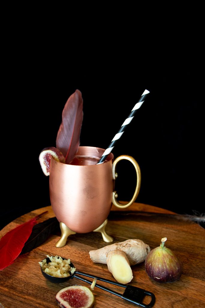 The third installment in the Disney Cocktail series! This time taking inspiration from Aladdin's Jafar in the form of a spicy ginger fig mule.