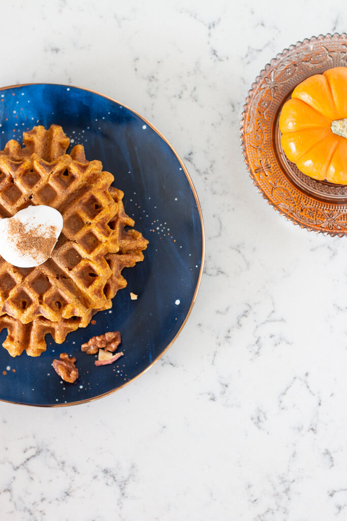 With the holidays fast approaching, these high protein pumpkin spiced waffles are definitely going to become a seasonal staple at Casa Kemy!