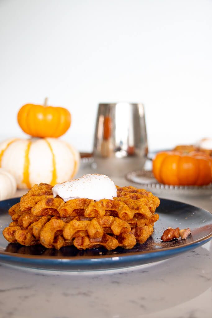 With the holidays fast approaching, these high protein pumpkin spiced waffles are definitely going to become a seasonal staple at Casa Kemy!