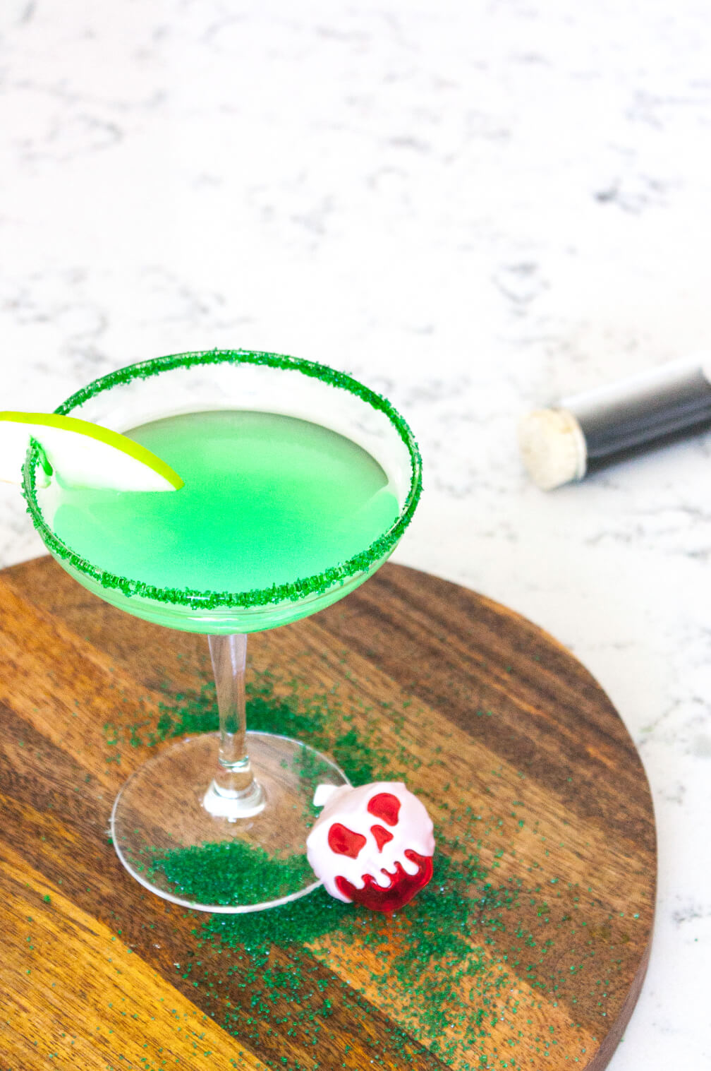 In honor of the first ever animated movie Snow White, I created the Evil Queens Poisoned Apple Martini recipe as part of my Disney Cocktails series.